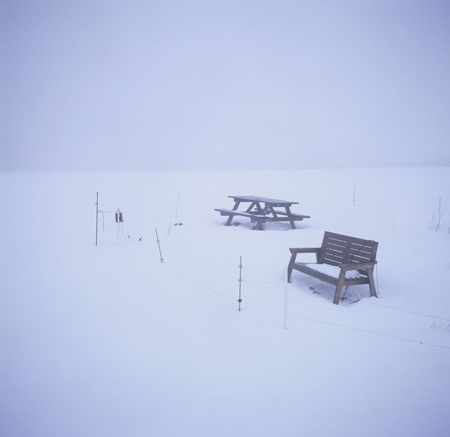 Snowy bench