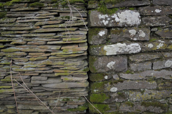 Stone tiles used in a wall